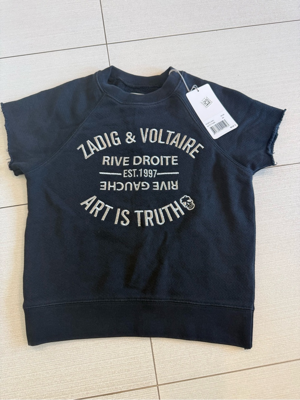 NWT Zadig & Voltaire Black Short Sleeve Logo Sweatshirt Kids